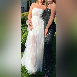 "JASMINE" LONG SPAGHETTI STRAP MESH CORSET GOWN